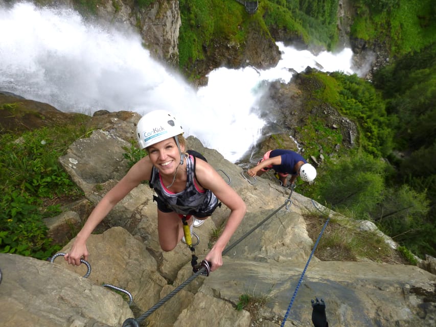 Ötztal: Via Ferrata Climbing Tour at Lehner Waterfall - Choosing the regular route or the overhang