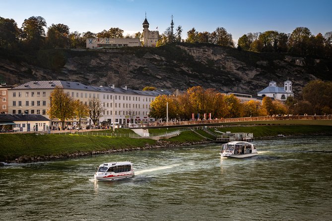 Salzburg Panorama Cruise on the Salzach river - The Alpine view toward Hagen and Tennen