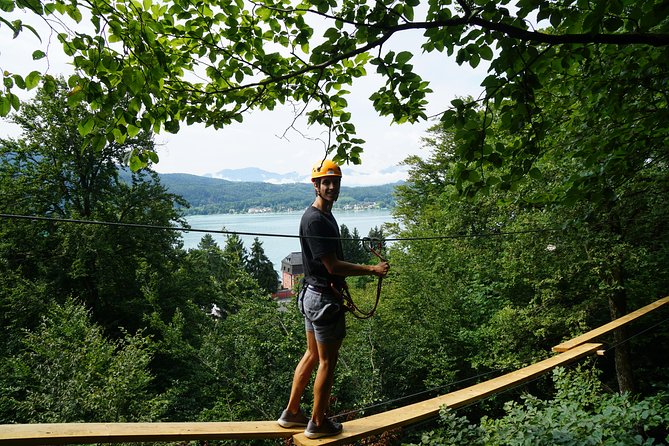 Waldseilpark Wörthersee - The obstacles: zip lines, bridges, and tight platforms